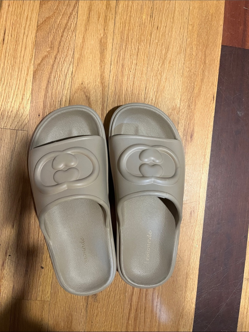 Neutral Tan Slide Sandals with Cushioned Footbed